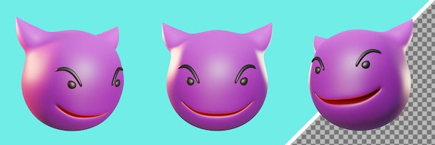 Cara sonriente con cuernos Emoji 3d Render Ilustración 3d