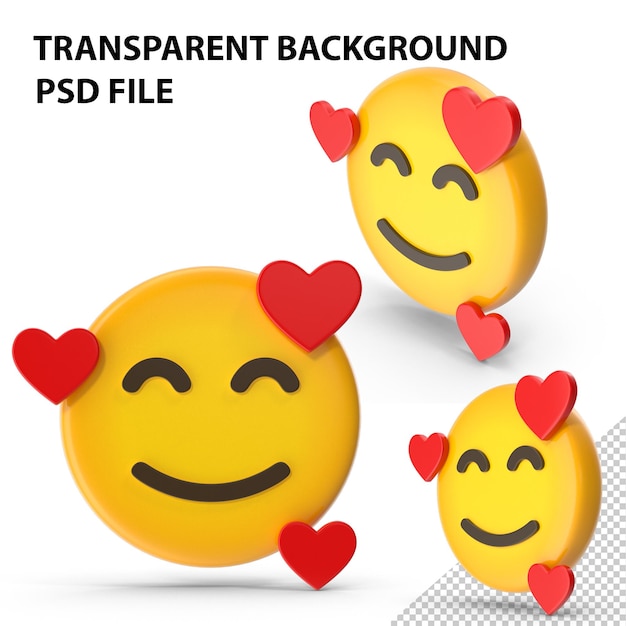 Cara sonriente con emoji de corazón en PNG