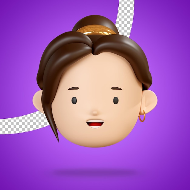 Cara sonriente para emoji feliz de personaje de mujer cabeza