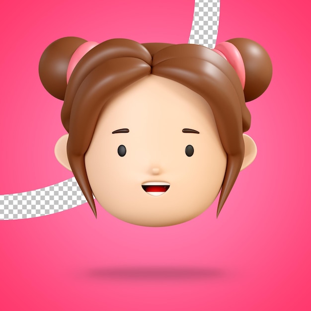 Cara sonriente para emoji feliz de personaje de niña linda