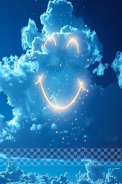PSD una cara sonriente en las nubes con una sonrisa en ella