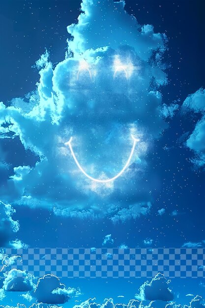 PSD una cara sonriente en las nubes con una sonrisa en ella