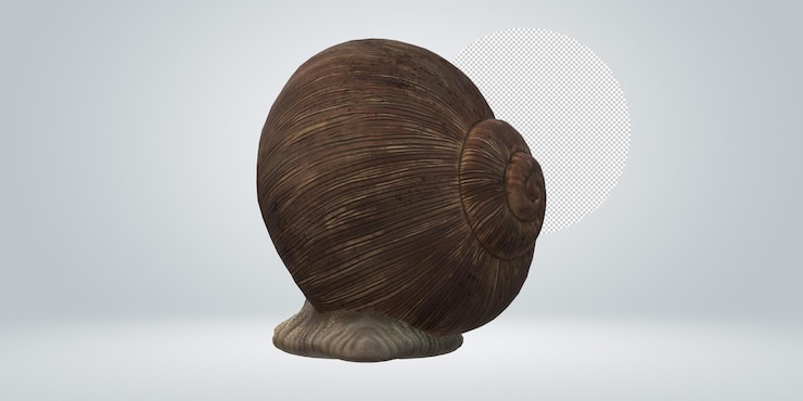PSD caracol aislado sobre un fondo transparente
