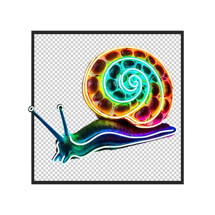 PSD un caracol floral de neón