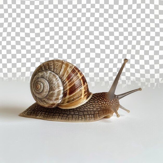 Un caracol con un patrón a rayas en el fondo