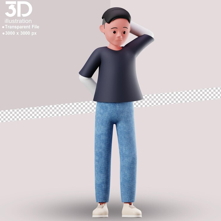 PSD carácter 3d preocupación 3d render ilustración sobre fondo aislado estilo png