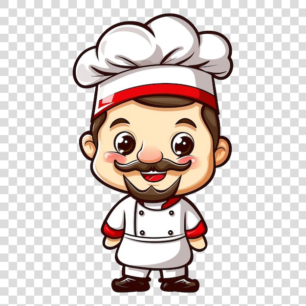 PSD caracter de chef de estilo de desenho animado isolado em fundo transparente png