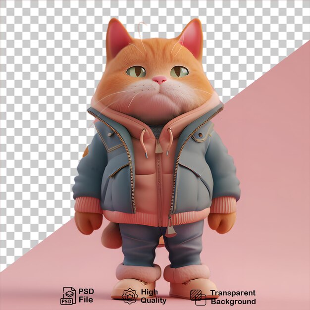 PSD caracter de gato 3d aislado en fondo transparente incluye archivo png