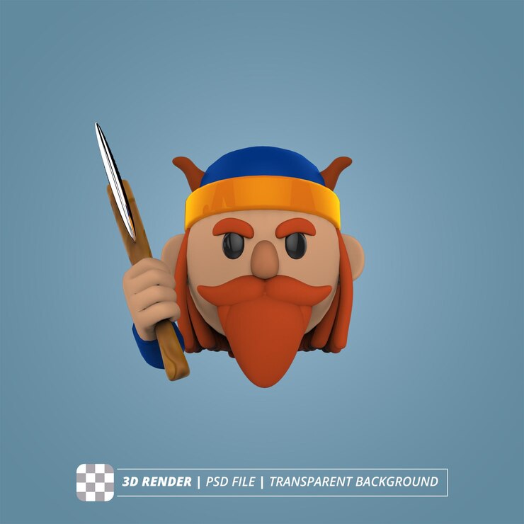 PSD carácter vikingo 3d render imágenes aisladas
