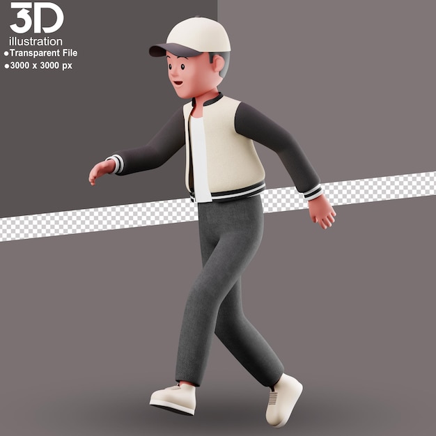 PSD caractere 3d correndo ilustração de renderização 3d em fundo isolado estilo png