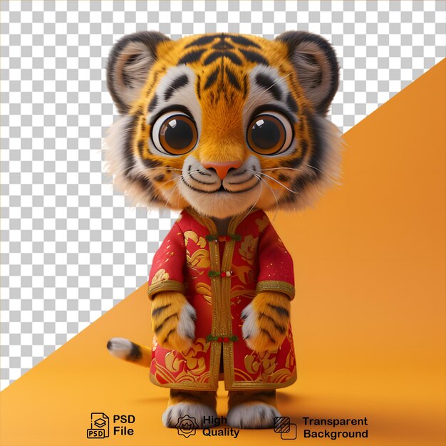 PSD caractere chinês tigre isolado em fundo transparente incluir arquivo png