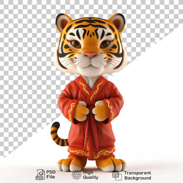 PSD caractere de tigre bonito isolado em fundo transparente inclui arquivo png