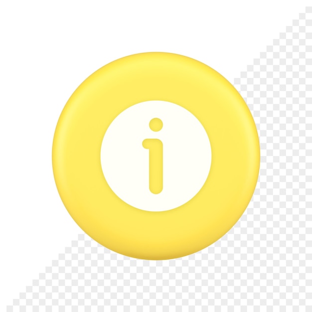 Caractère d'information du bouton Info FAQ question réponse aide support application web icône d'application 3d