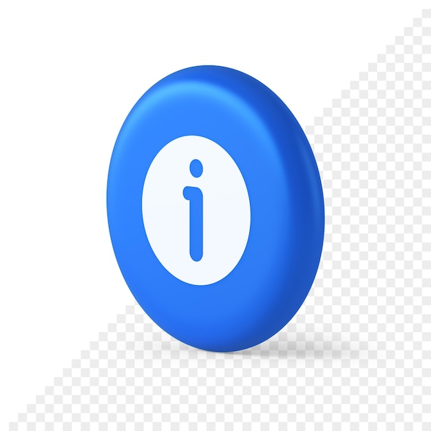 Caractère d'information du bouton Info FAQ question réponse aide support application web icône isométrique ronde 3d