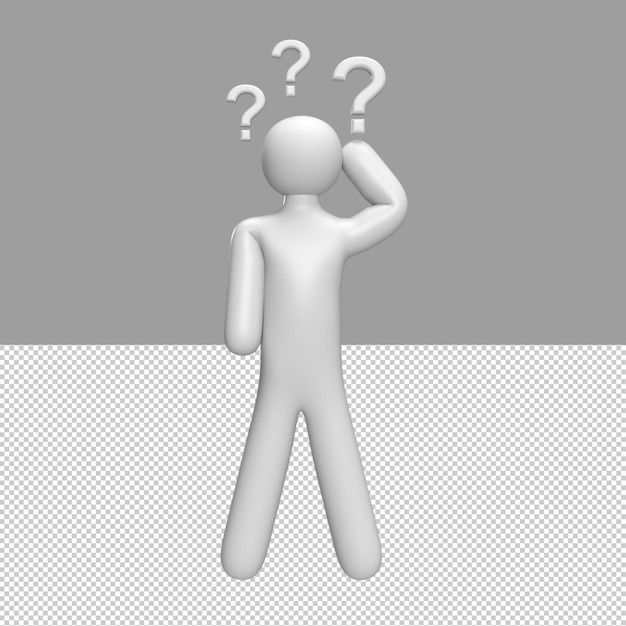 Caractère de personnes 3D confus Illustration de l'objet rendu
