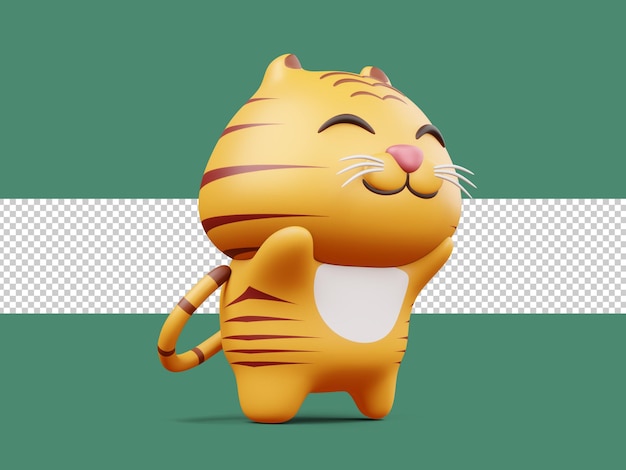 Caractère De Tigre Heureux, Illustration De Rendu 3d