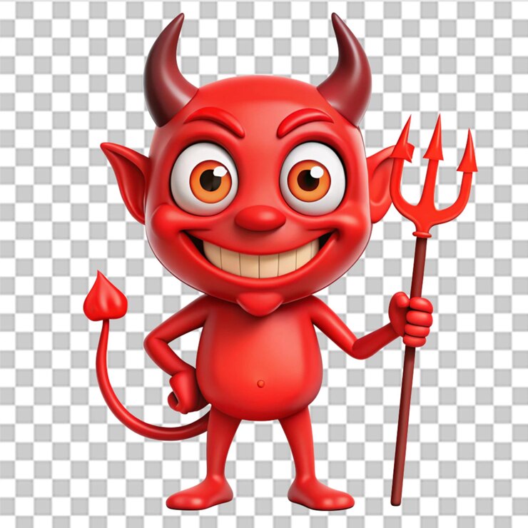 PSD caracteres del diablo rojo aislados en un fondo transparente