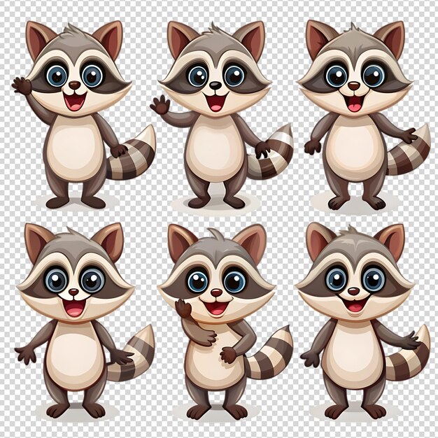 Caracteres de dibujos animados de mapaches