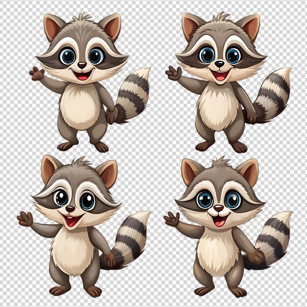Caracteres de dibujos animados de mapaches