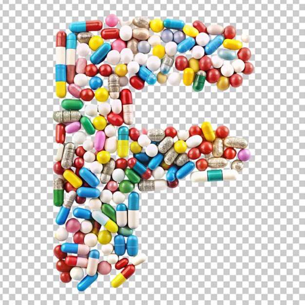 PSD des caractères faits de pilules colorées.