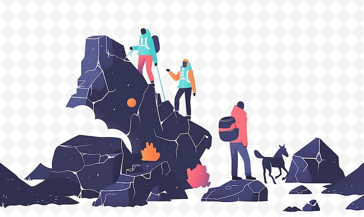 PSD caractères islandais explorant les geysers la conception est naturelle et l'illustration vue du paysage culturel