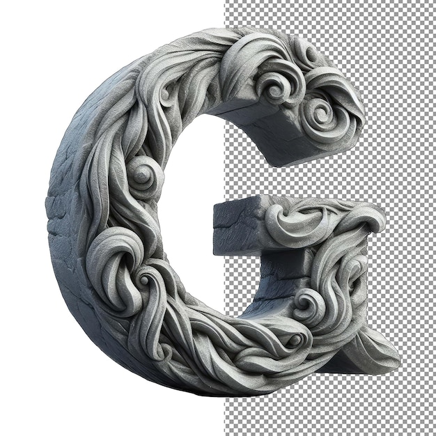 PSD caractères sculptés essence de lettres 3d isolées sous forme png