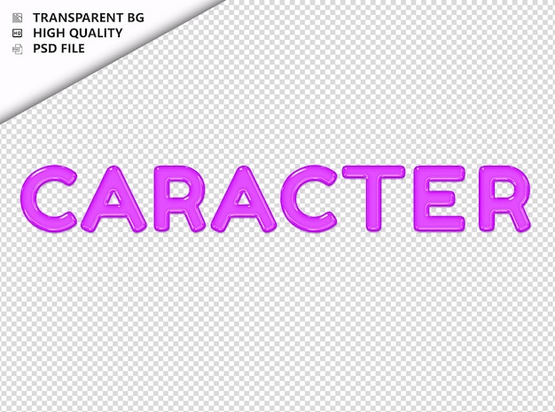 PSD caractères typographie texte violet verre brillant psd transparent