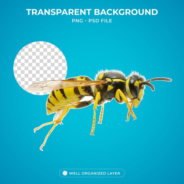 PSD características de las avispas y abejas comunes insectos