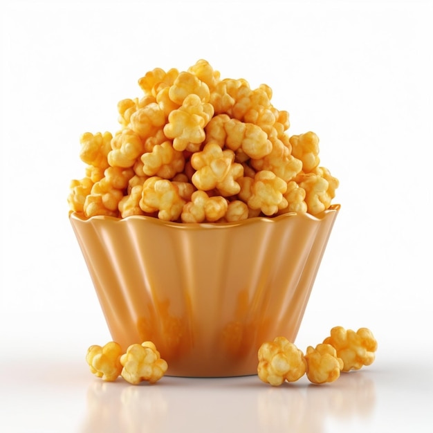 PSD caramel puff corn popcorn psd sobre un fondo blanco