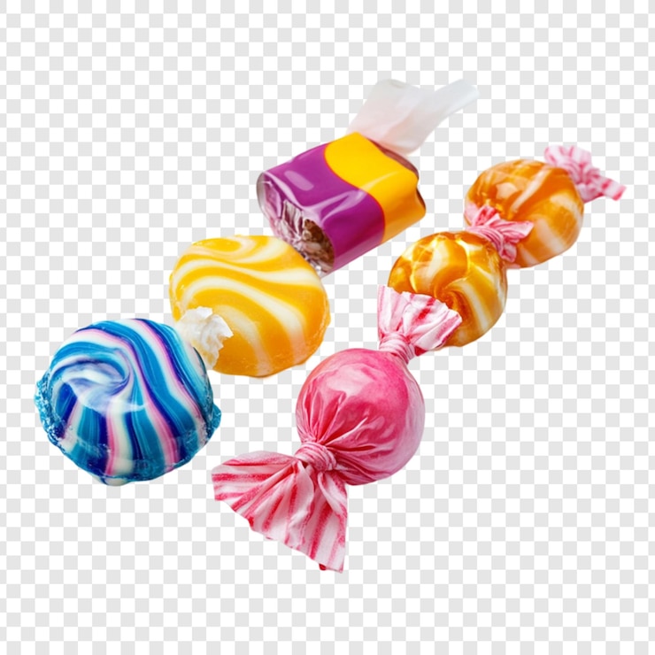PSD caramelle colorate avvolte in carta dolci deliziose