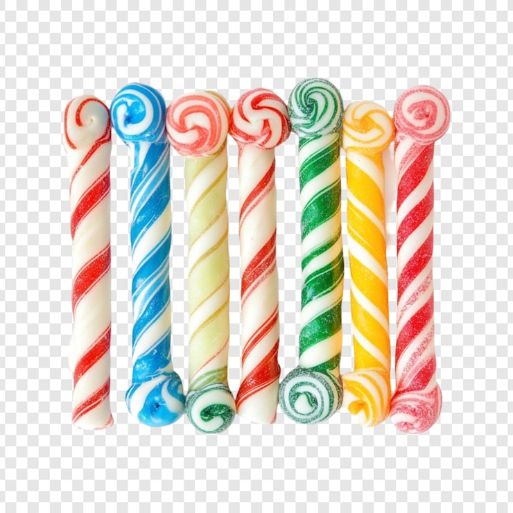 PSD caramelle colorate, bastoncini di caramelle, dolci dolci, dolci per le vacanze.