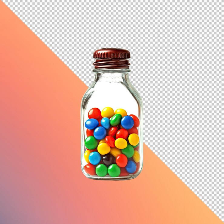PSD caramelle colorate in un barattolo