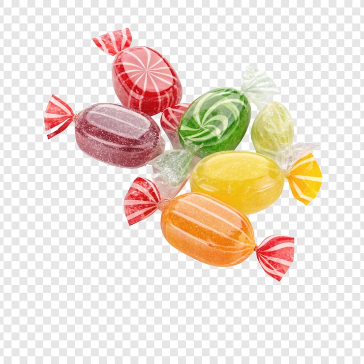 PSD caramelle colorate isolate su uno sfondo trasparente