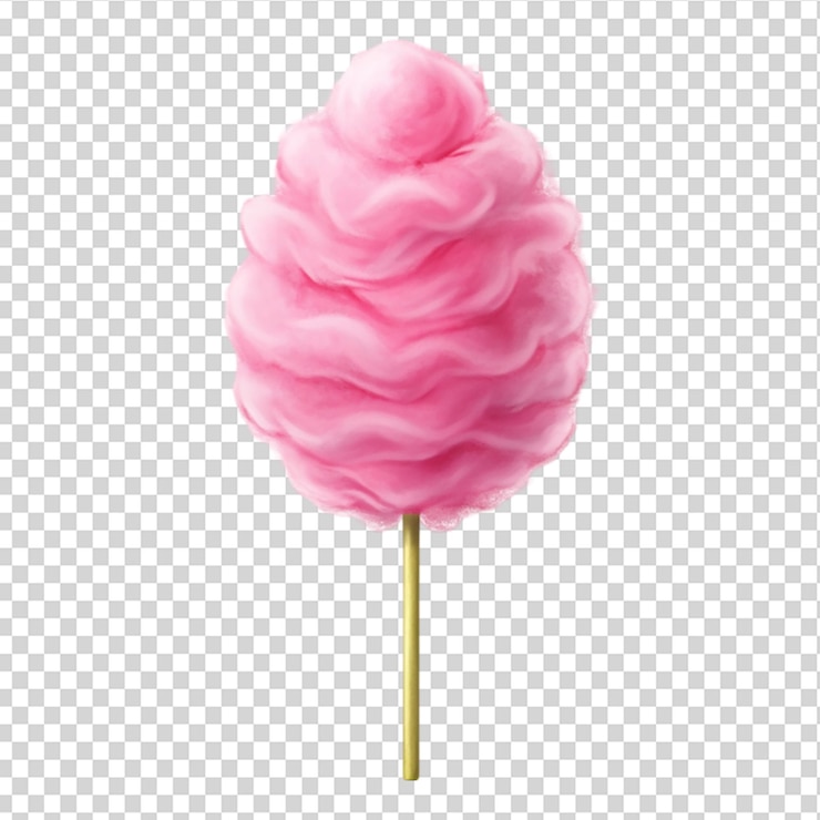 PSD caramelo de algodón rosado aislado sobre un fondo transparente