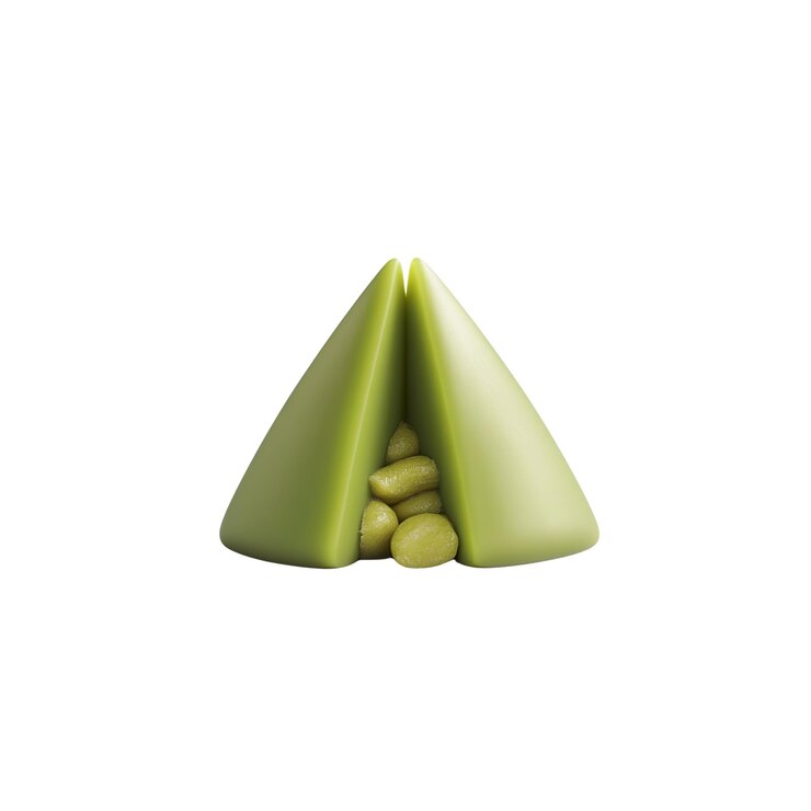 PSD caramelos de chocolate de té verde en forma de triángulo