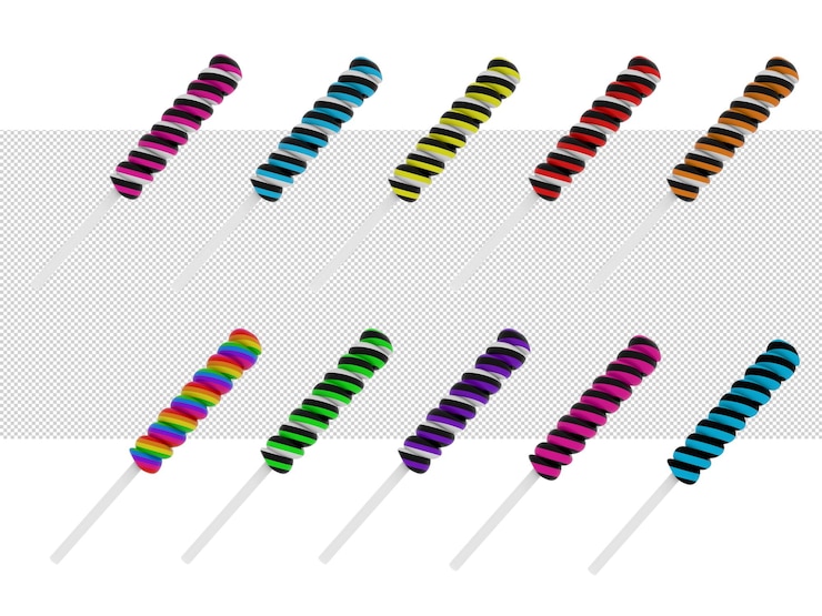 PSD caramelos de colores sobre fondo transparente