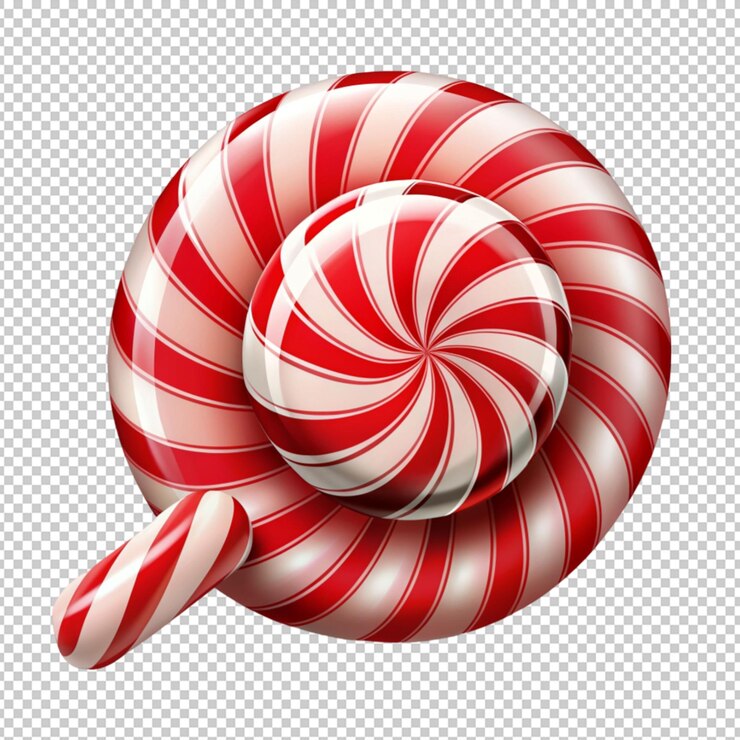 PSD caramelos de navidad rojos y blancos a rayas vectoriales aislados sobre un fondo transparente