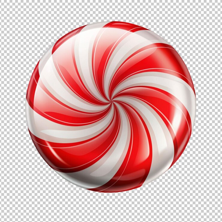 PSD caramelos de navidad rojos y blancos a rayas vectoriales aislados sobre un fondo transparente