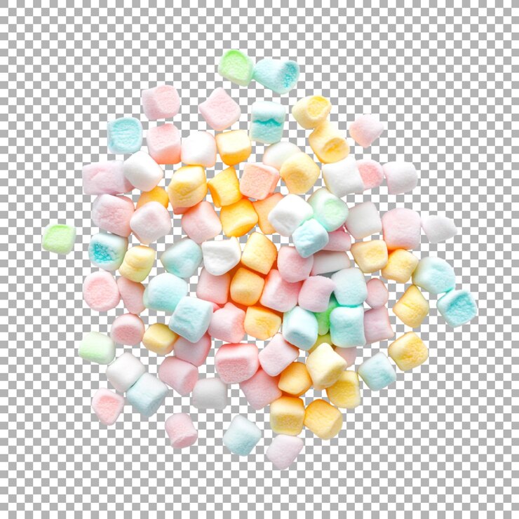 PSD caramelos suaves de colores apilados en un fondo transparente generado por ai