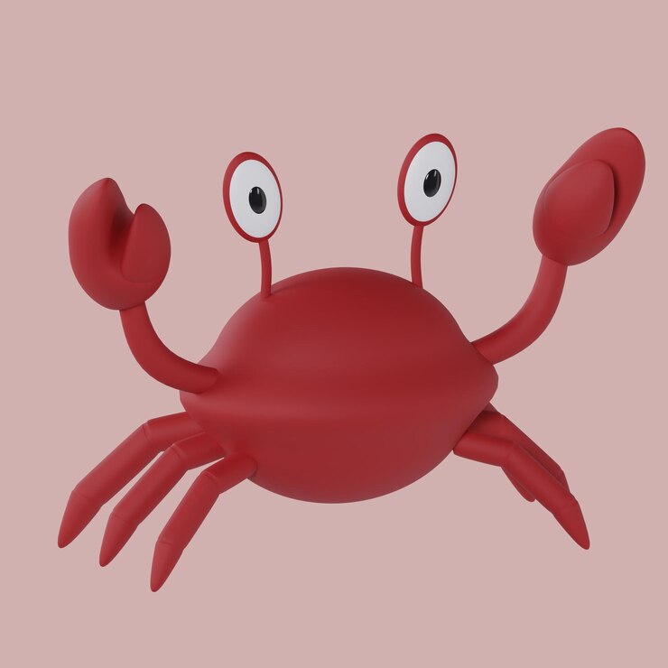 PSD caranguejo vermelho renderizado 3d com dois olhos