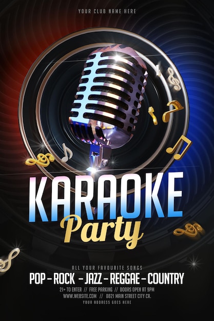Caraoke Festa de Fim de Semana ou Podcast Show Flyer Template