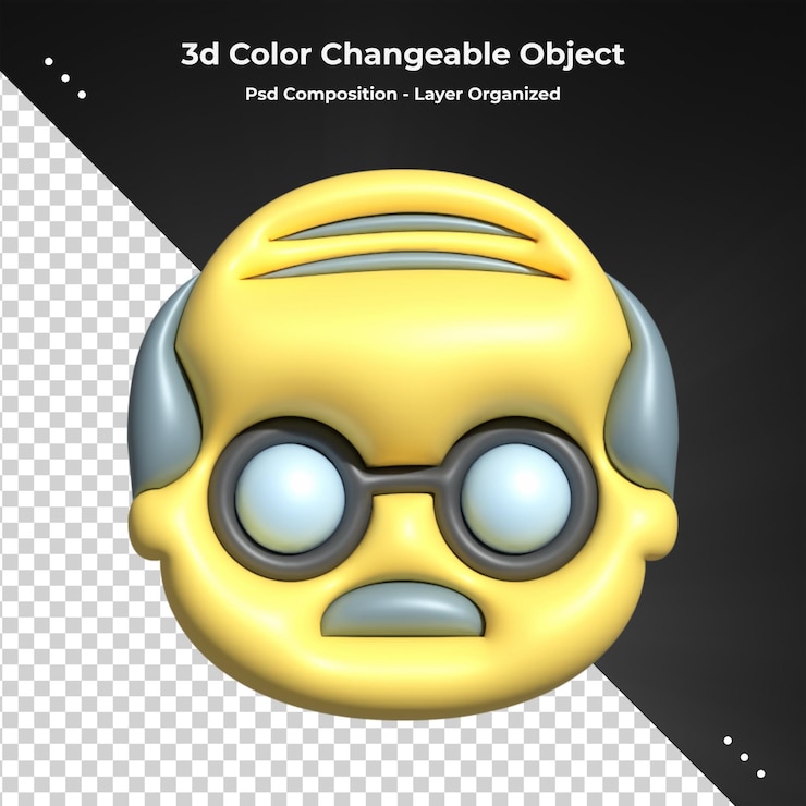PSD caras emoji 3d con expresiones faciales representación 3d iconos emoji estilizados