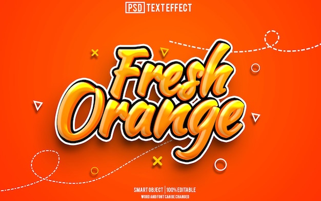 carattere a effetto di testo arancione fresco tipografia modificabile testo 3D