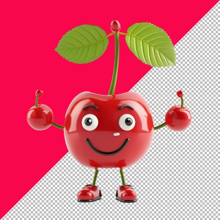 PSD carattere di ciliegio carino 3d rendering isolato sfondo trasparente png psd