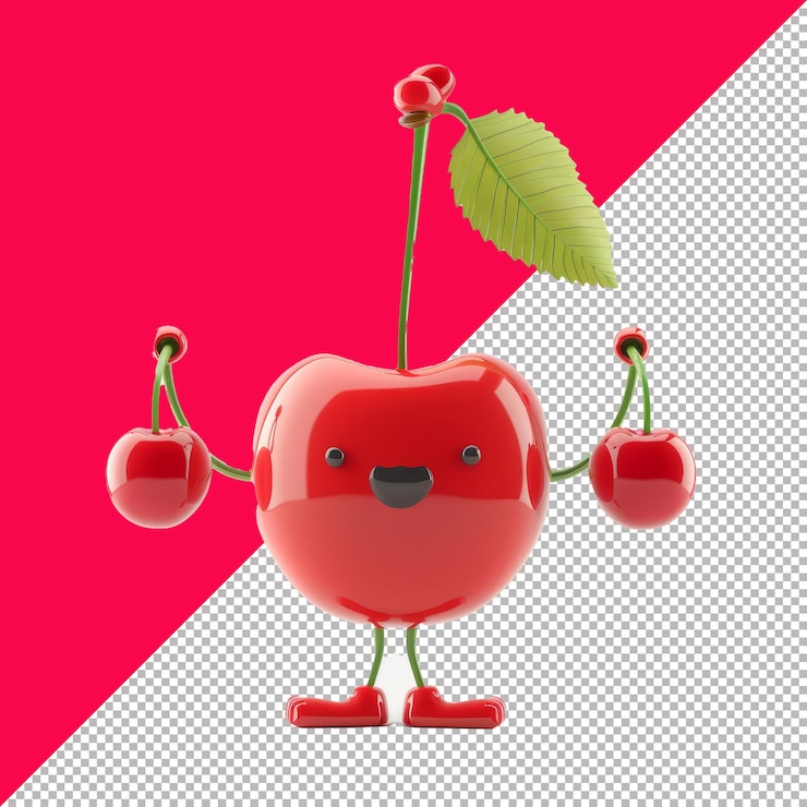 PSD carattere di ciliegio carino 3d rendering isolato sfondo trasparente png psd