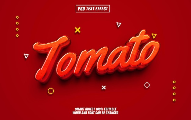 carattere di effetto testo tomato tipografia modificabile testo 3D