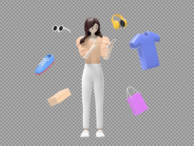 carattere di illustrazione 3d di e-commerce