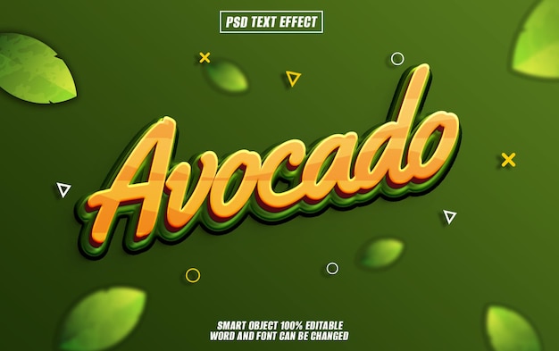 carattere di testo a effetto avocado tipografia modificabile testo 3D
