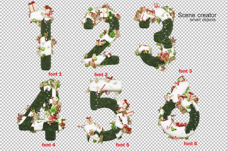 PSD carattere inglese il giorno di natale 3d'illustrazione