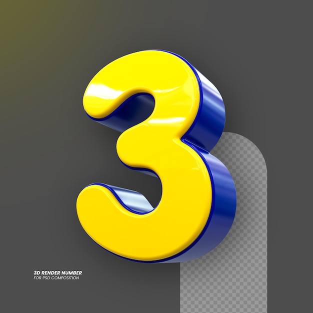 Carattere moderno a 3 numeri con rendering 3D per l'elemento del modello di disegno del logo della copertina del poster banner